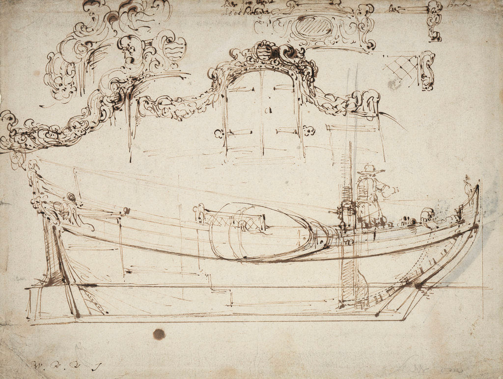 Detail of Sketch sheer plan by Willem Van de Velde the Younger