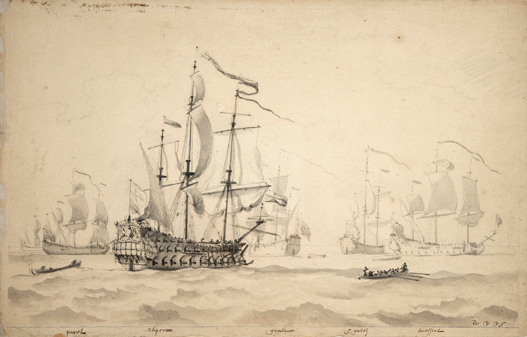 Detail of The 'Rupert' and other commands of Captain Wyborne by Willem Van de Velde the Younger