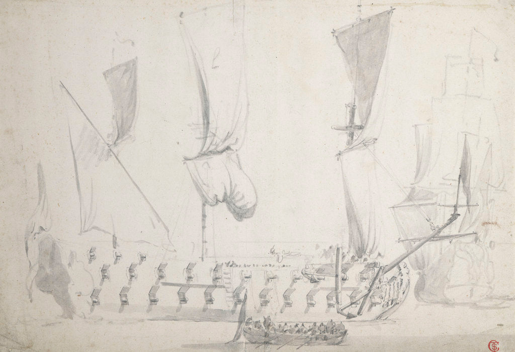 Detail of An English fourth-rate in light airs by Willem van de Velde the Elder