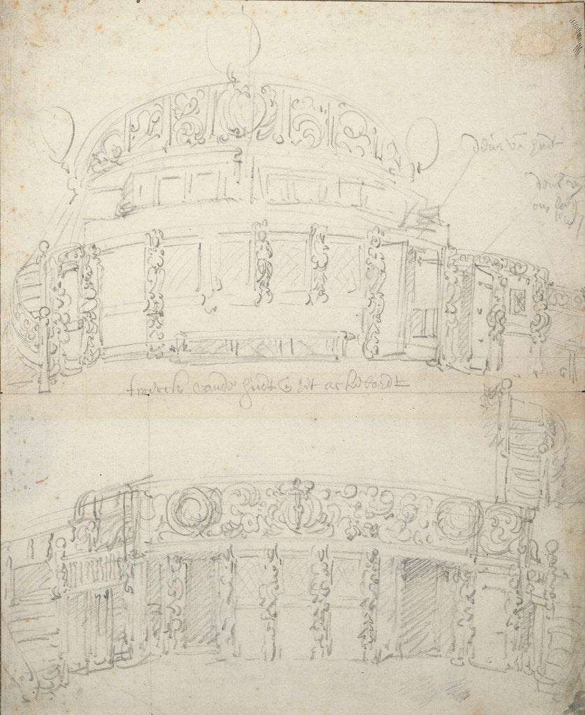 Detail of The breaks of the poop and quarterdeck of an English ship by Willem van de Velde the Elder