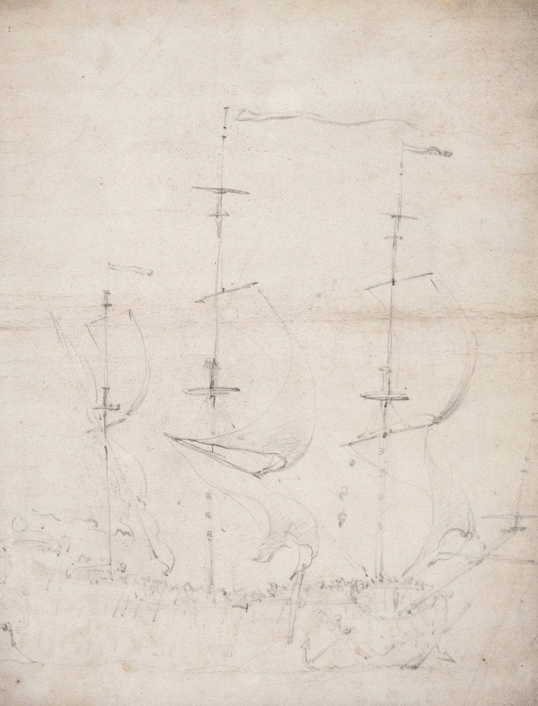 Detail of An English two-decker before the wind by Willem Van de Velde the Younger