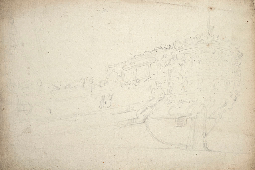 Detail of The stern of a states yacht by Willem Van de Velde the Younger