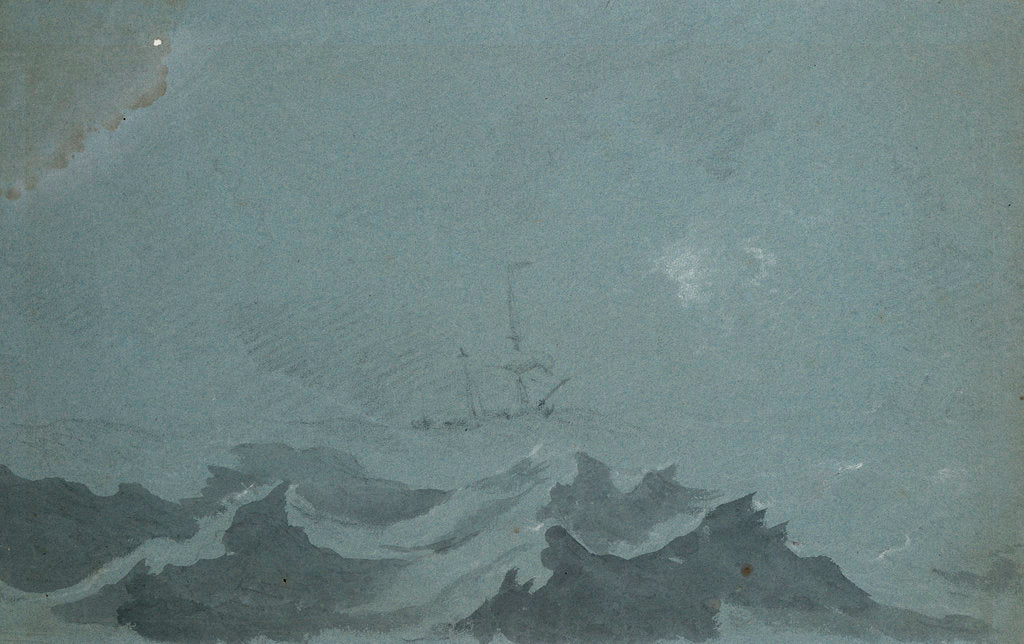 Detail of A dismasted ship scudding in a heavy sea by Willem Van de Velde the Younger