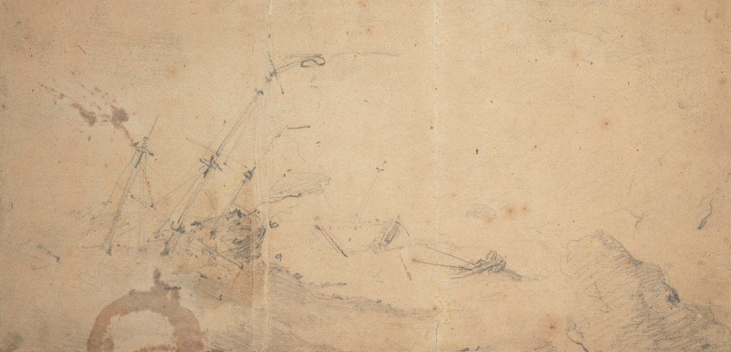 Detail of An English ship on the rocks by Willem Van de Velde the Younger