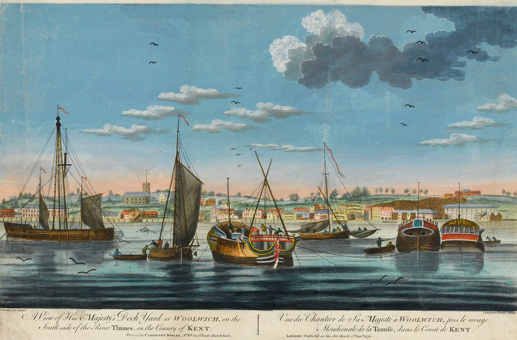 Detail of A view of His Majesty's dockyard at Woolwich, on the south side of the River Thames, in the County of Kent by John Cleveley