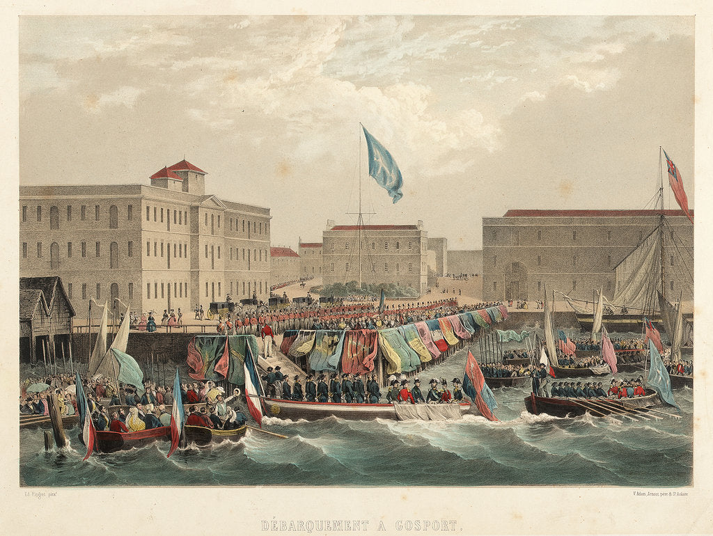 Detail of Debarquement a Gosport by Edouard Henri Theophile Pingret