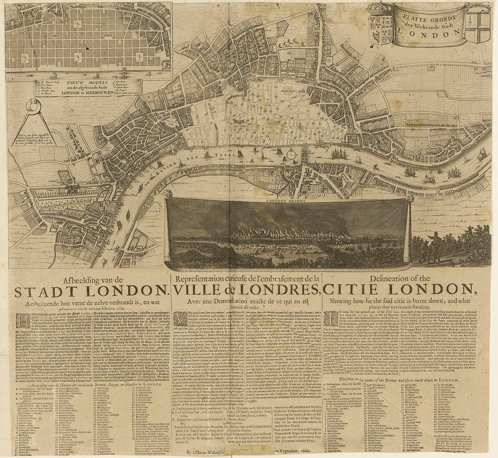 Detail of London on fire, 1666 by unknown