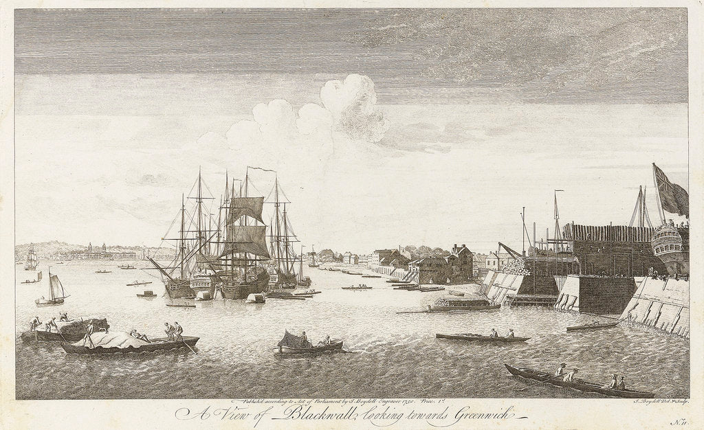 Detail of A view of Blackwall looking towards Greenwich by John Boydell
