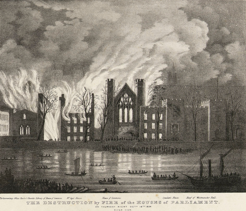 Detail of The destruction by fire of the Houses of Parliament on Thursday night, 16 October 1834 by unknown