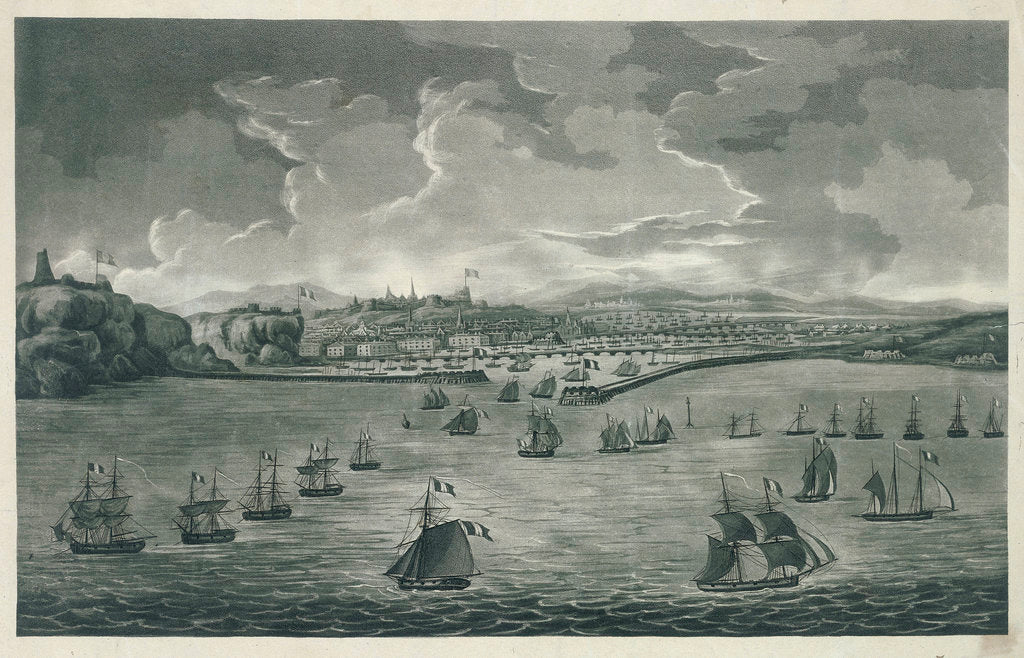 Detail of Boulgone, high water, 1800, boats preparing for invasion of England by unknown