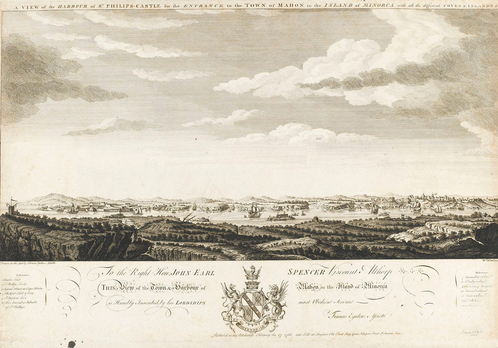 Detail of A view of the harbour of St Philips castle for the entrance to the town of Mahon in the island of Minorca by Francis Egideus Assiotti