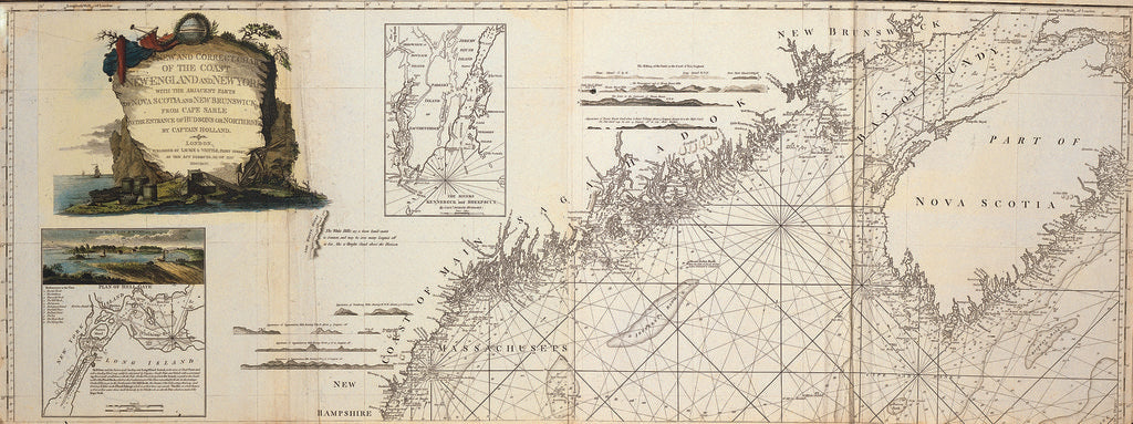 Detail of A New and Correct Chart of the Coast of New England and New York with the adjacent parts of Nova Scotia and New Brunswick from Cape Sable to the Entrance of Hudsons or North River by W.A. Williams