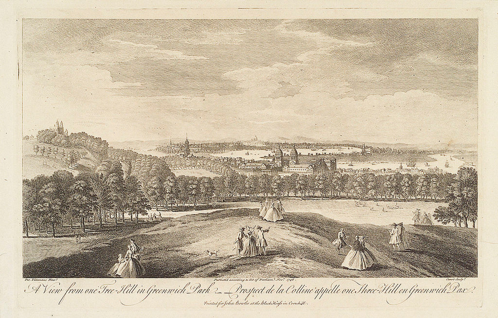 Detail of A view from one Tree-Hill in Greenwich Park - Prospect de la Colline appelle one Tree-Hill en Greenwich Parc by Pieter Tillemans
