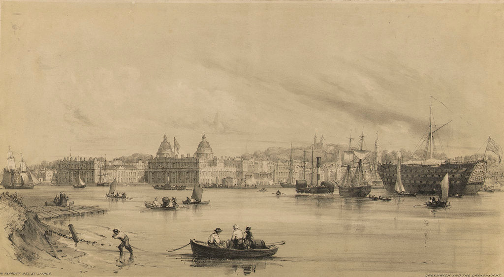 Detail of Greenwich and the Dreadnaught by William Parrott