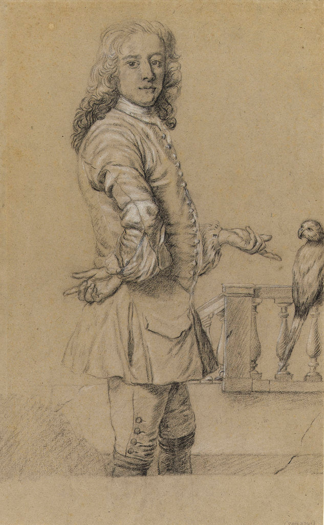 Detail of Self portrait with parrot by James Thornhill