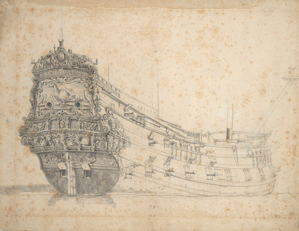 Detail of Portrait of the 'Fazant' by Willem van de Velde the Elder
