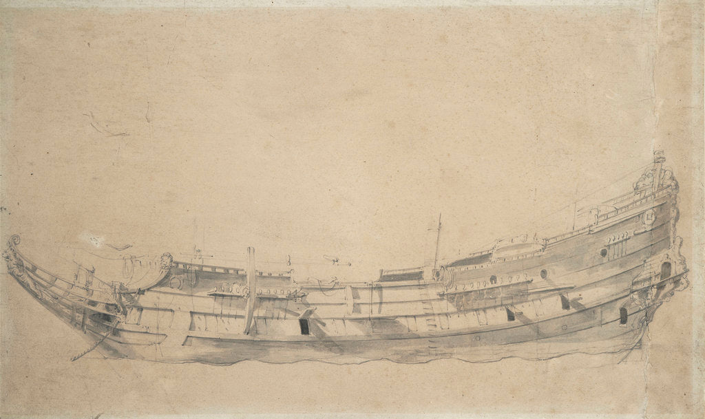 Detail of Portrait of a Dutch frigate by Willem Van de Velde the Younger