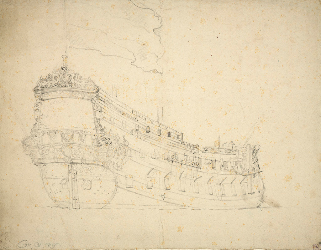 Detail of Portrait of the 'Wakende Boei' by Willem Van de Velde the Younger