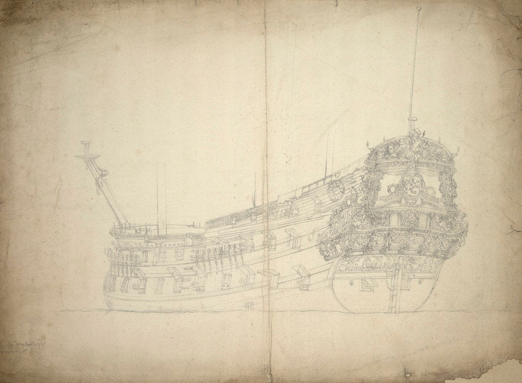 Detail of Portrait of 'Vereenigde Provincien' (built circa 1665), 48 guns, last mentioned 1667 by Willem van de Velde the Elder