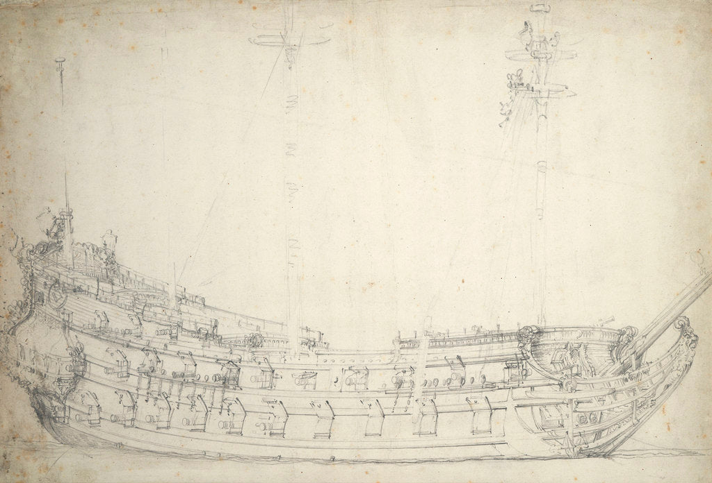 Detail of Portrait of a Dutch two-decker by Willem van de Velde the Elder