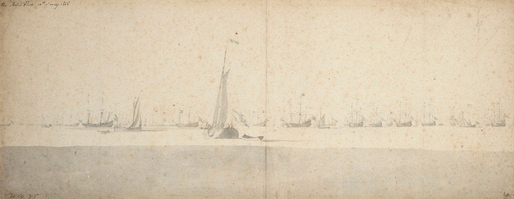 Detail of The Dutch fleet at anchor in the Helder, 12 May 1665 by Willem Van de Velde the Younger