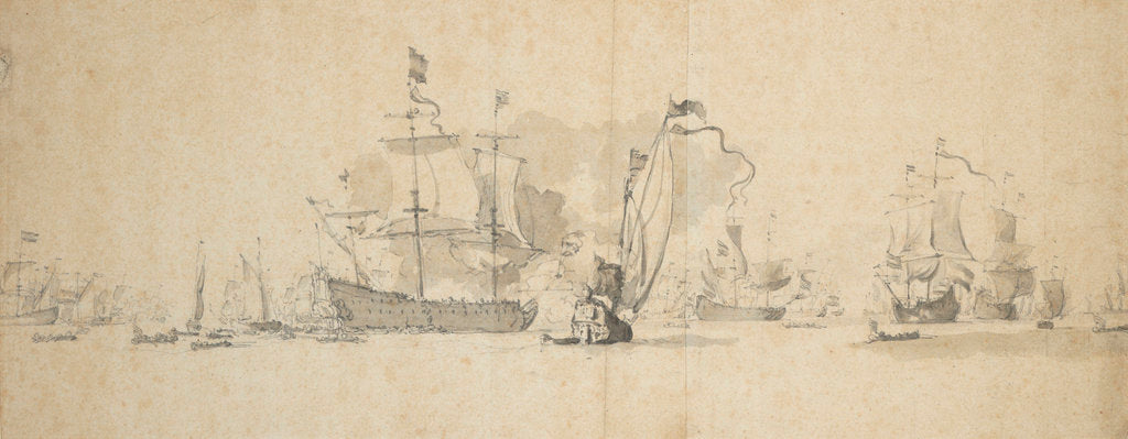 Detail of A council of war in the Dutch fleet, May 1665? by Willem Van de Velde the Younger