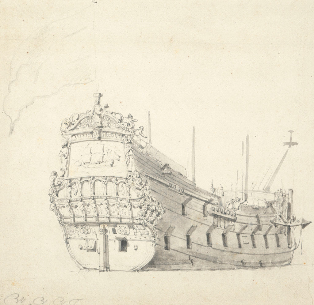 Detail of Portrait of the 'Ijlst' (1653) by Willem Van de Velde the Younger