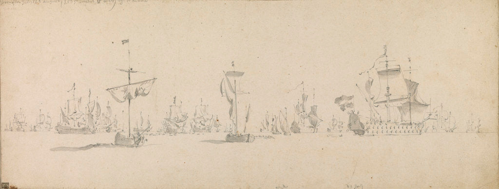 Detail of The Dutch fleet lying-by off Buchan Ness, 16-26 August 1665 by Willem van de Velde the Elder