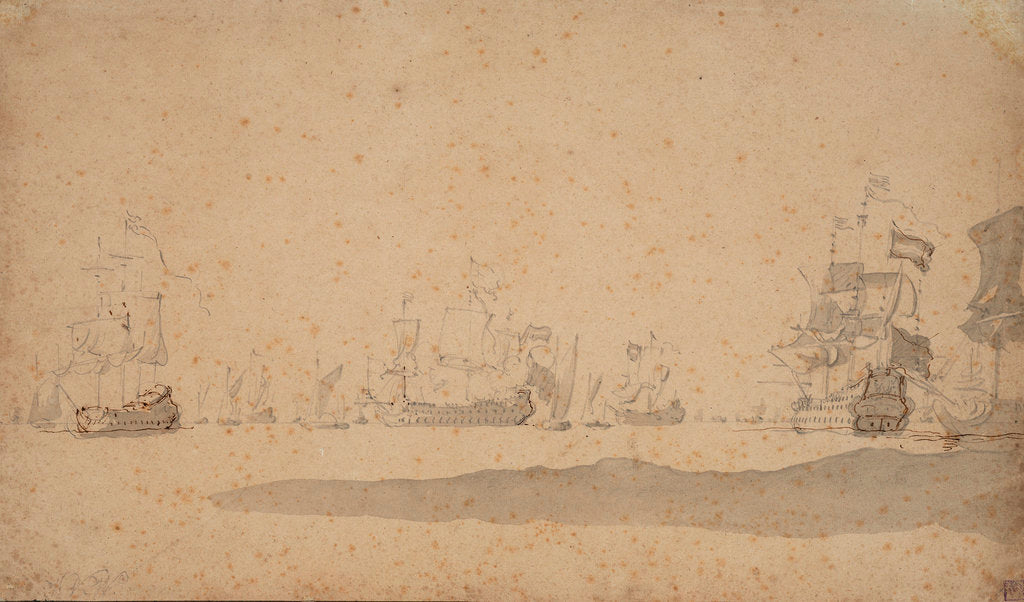 Detail of The Dutch fleet lying-to, probably in May 1672 by Willem van de Velde the Elder