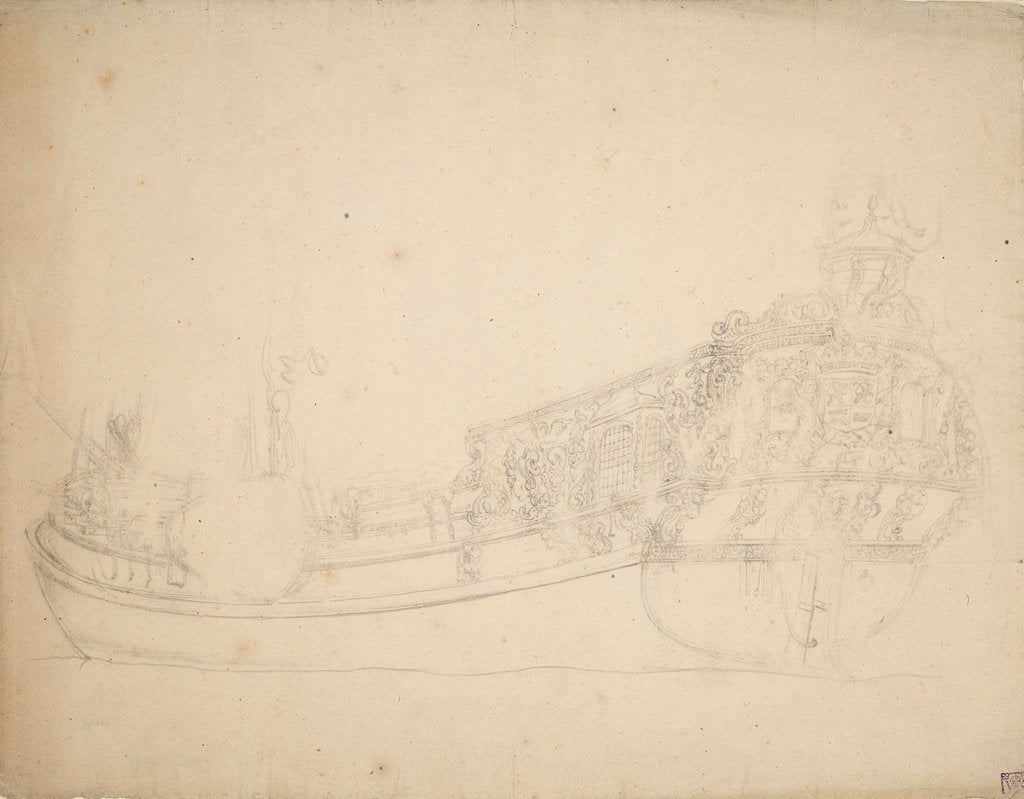 Detail of Portrait of a Dutch prince's yacht by Willem van de Velde the Elder