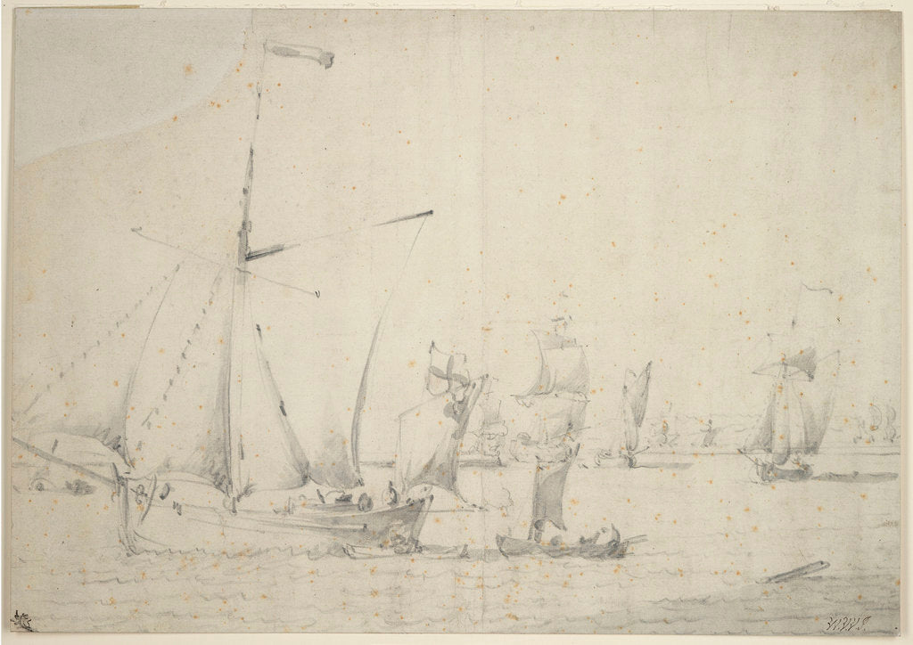 Detail of An English galliot close-hauled in a light breeze by Willem van de Velde the Elder