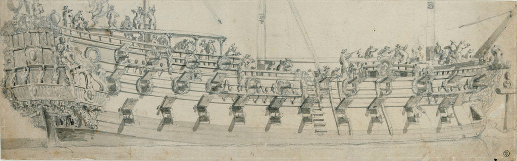 Detail of Portrait of the 'Mordaunt', built 1681 by Willem van de Velde the Elder
