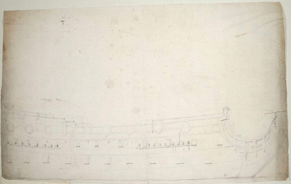 Detail of Portrait of an English second-rate about 90-guns by Willem van de Velde the Elder