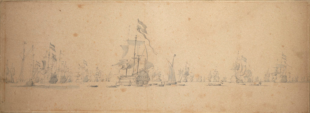 Detail of A council of war in the Dutch fleet, 10 June 1666 by Willem van de Velde the Elder