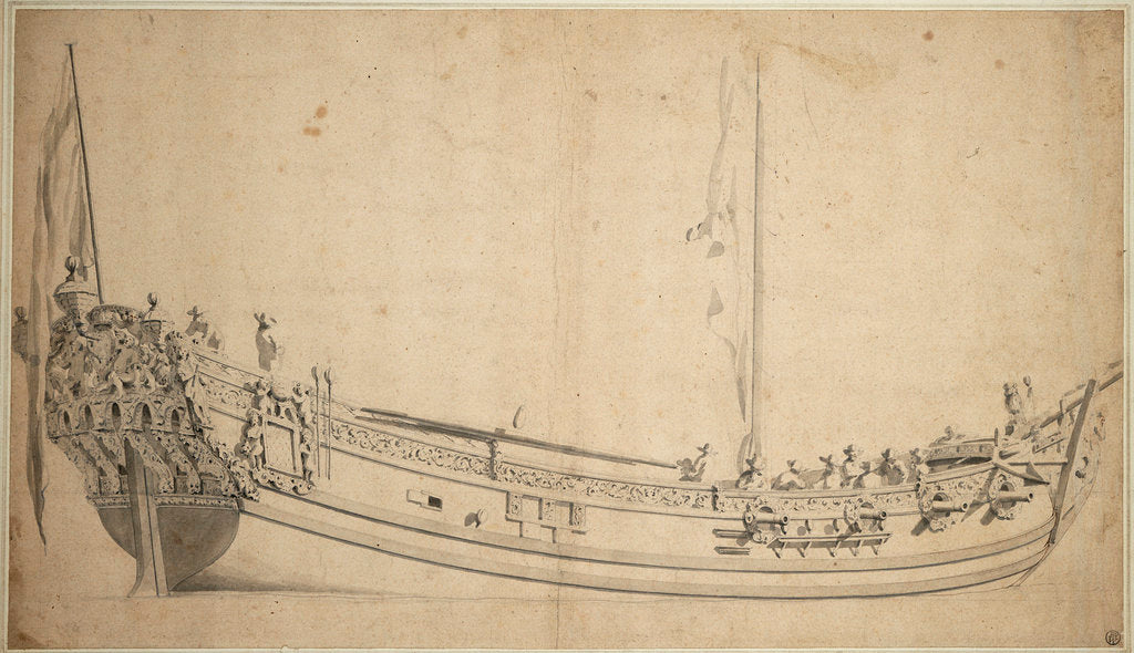 Detail of Portrait of the 'Charles', 8 guns, built in 1675 and wrecked in 1678 by Willem Van de Velde the Younger