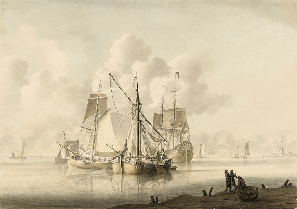 Detail of Kraak and other craft becalmed by Pieter Aartsz Blauw