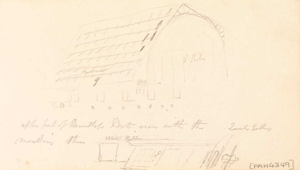 Detail of Sketch of the bow of HMS 'Collingwood' by Robert Strickland Thomas