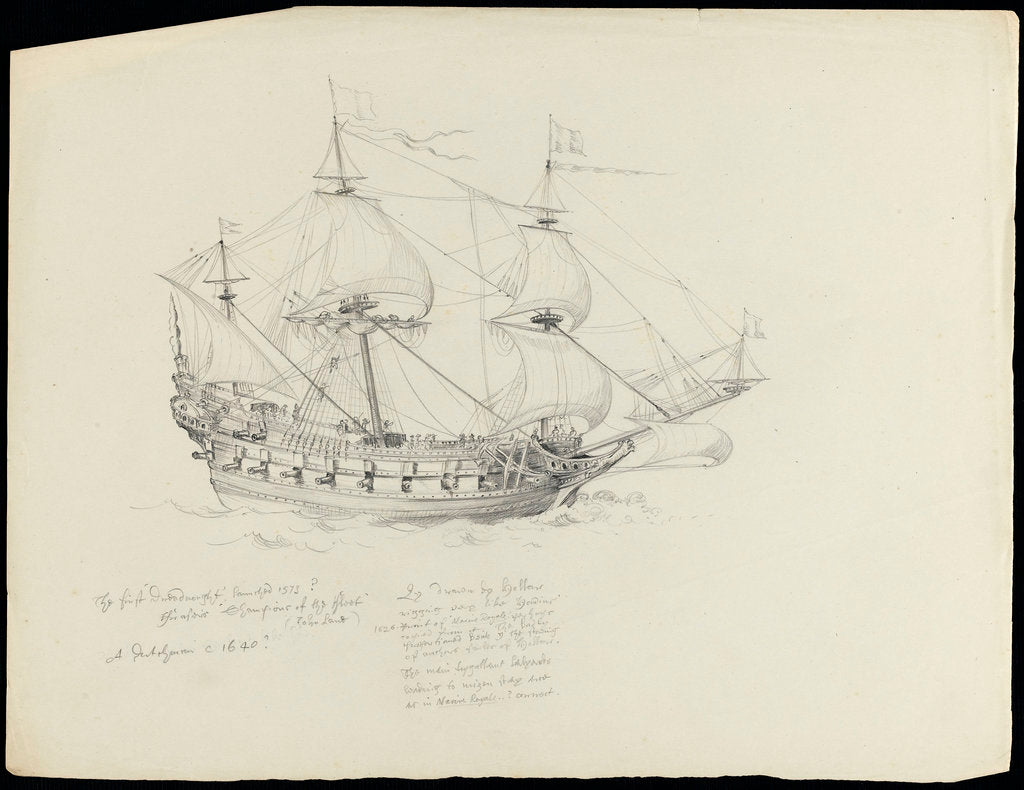 Detail of Sketch of HMS 'Caledonia' by Robert Strickland Thomas