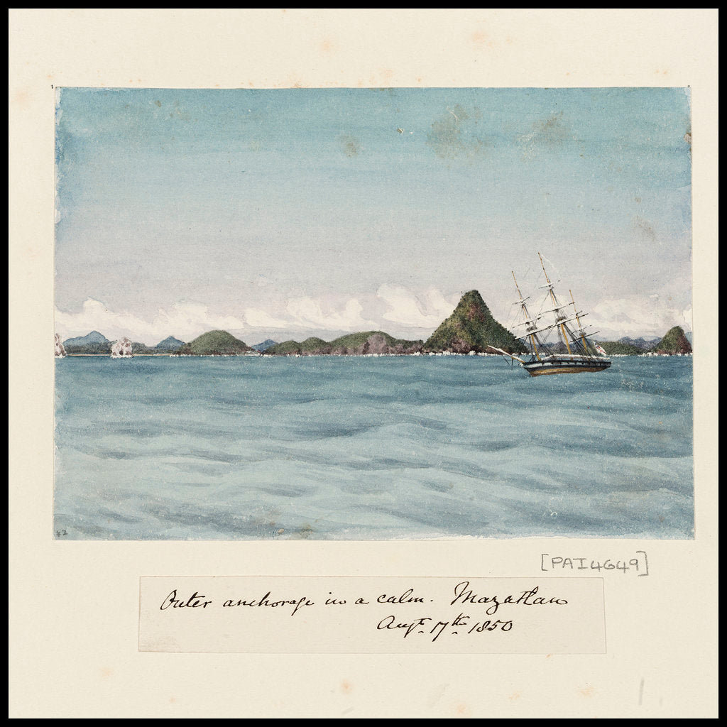 Detail of Small fishing vessel coming alongside a larger one by Herbert Stanley Vaughan