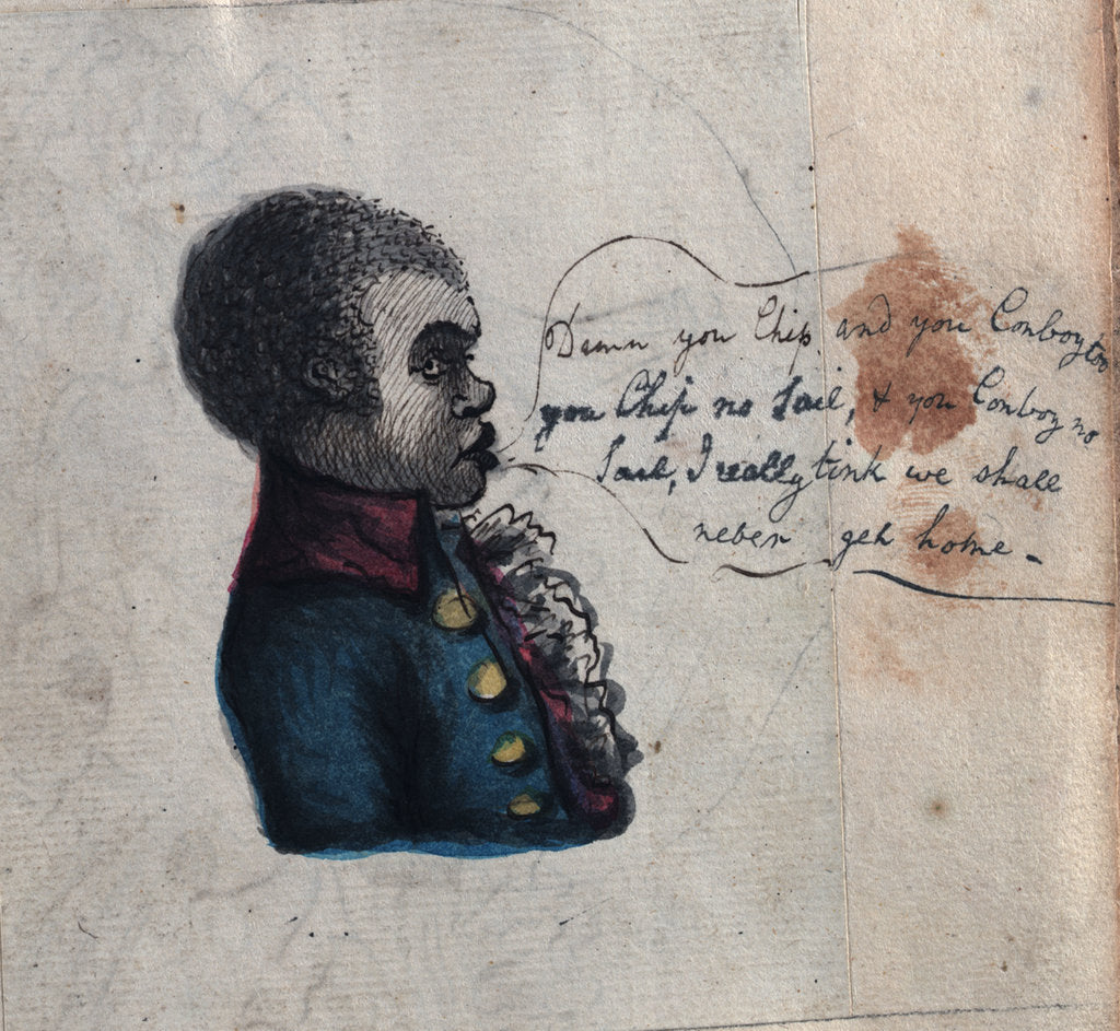 Detail of Sketch of Tom, the negro servant of Sir Robert Lawries by unknown