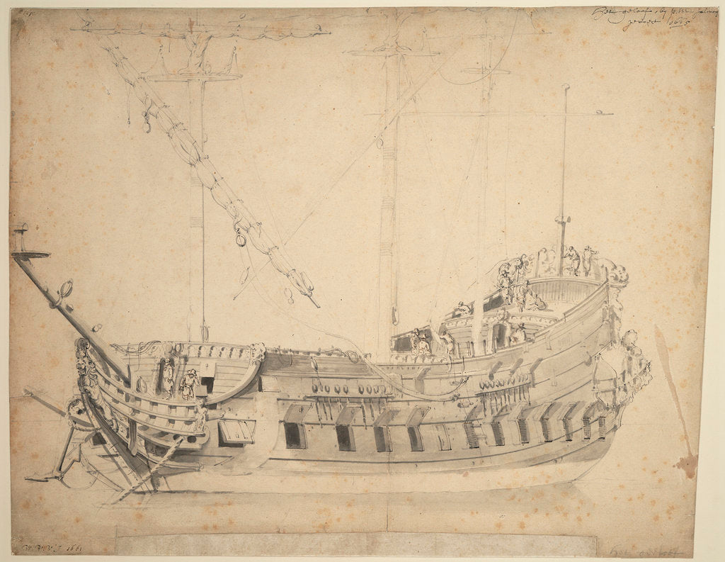 Detail of Portrait of the 'Geloof', built in 1661 and last mentioned in 1674 by Willem Van de Velde the Younger