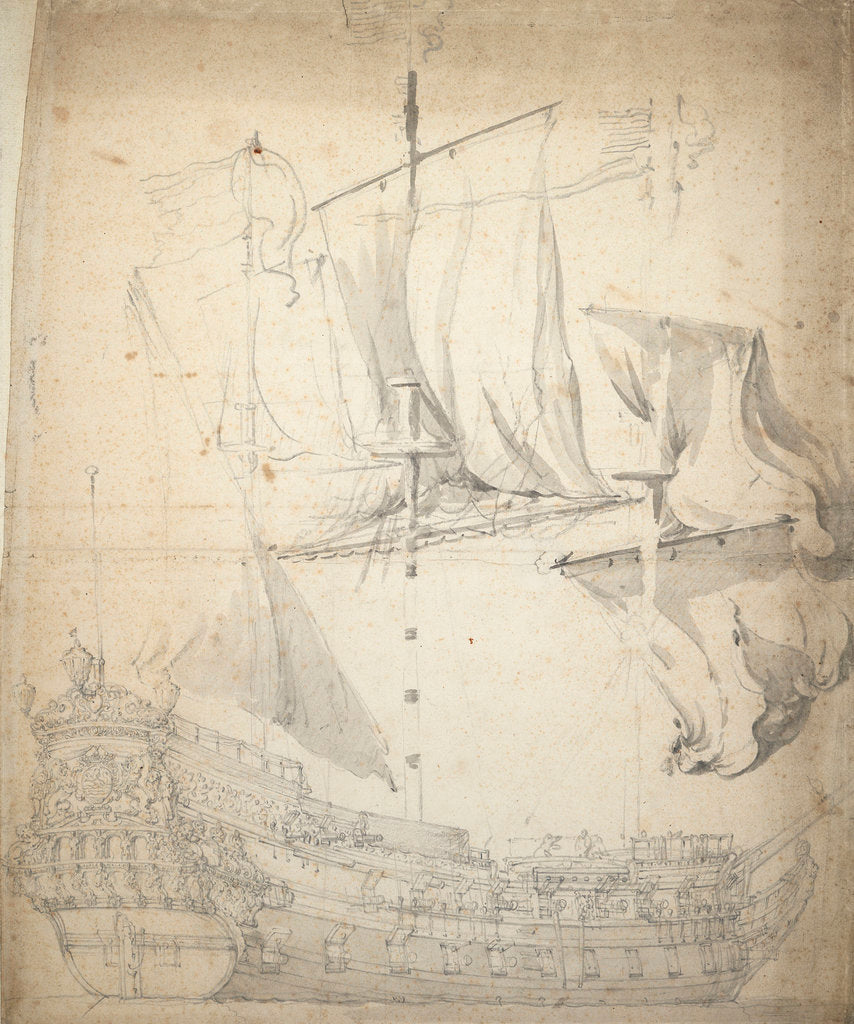 Detail of Portait of the 'Kampveere' (?) by Willem van de Velde the Elder