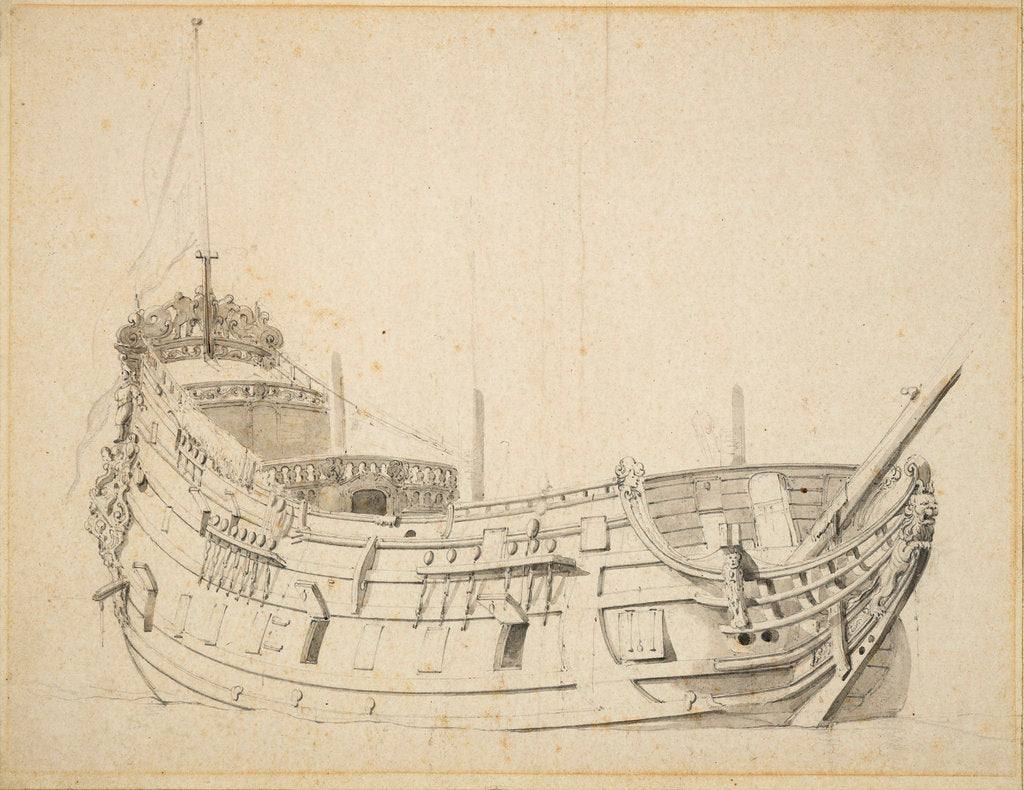 Detail of Portrait of a Dutch frigate by Willem Van de Velde the Younger