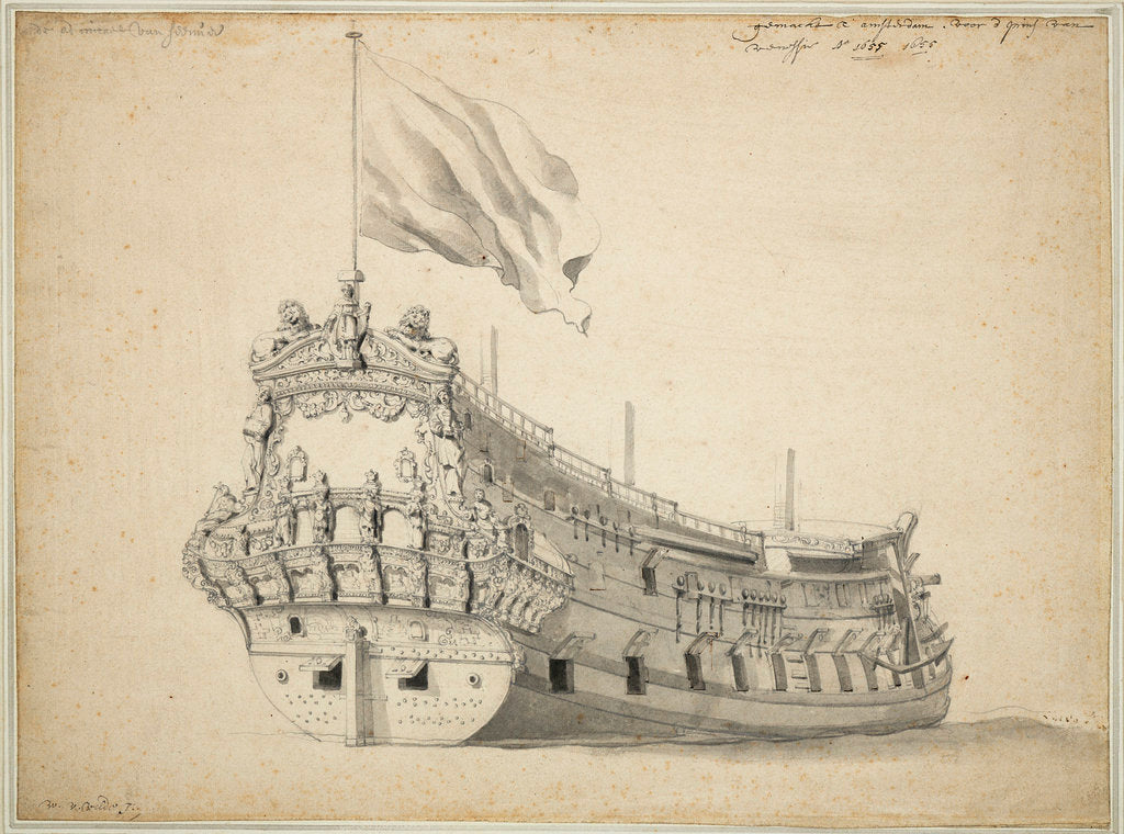 Detail of Portrait of the 'Admiral of Genoa' by Willem Van de Velde the Younger