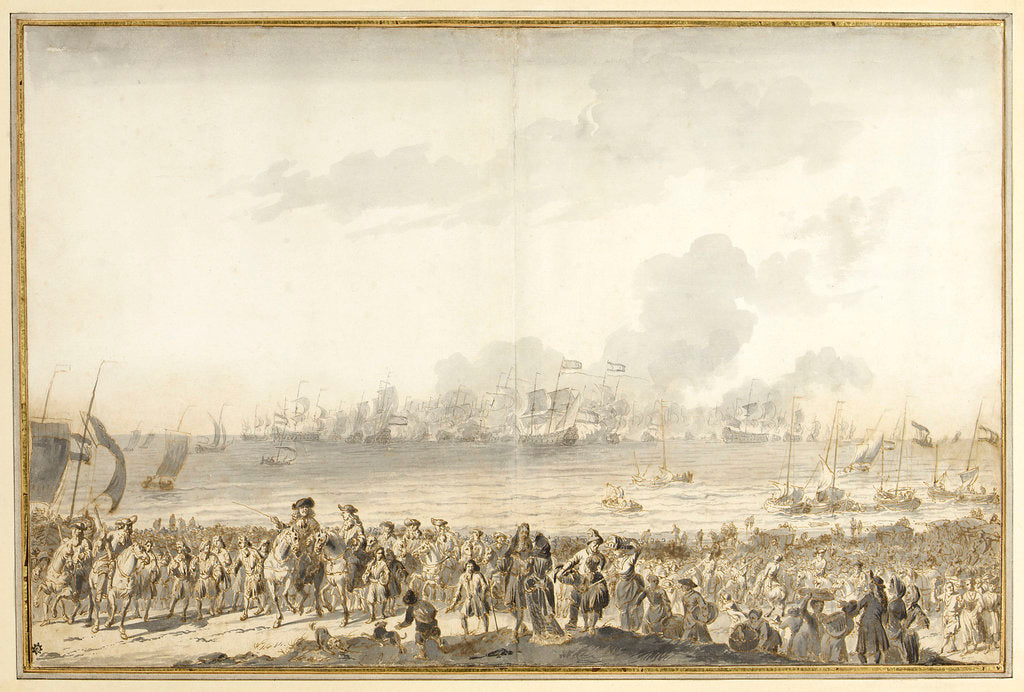 Detail of Disembarkation of William III at l' Orange Polder, 1691 by Ludolf Bakhuizen