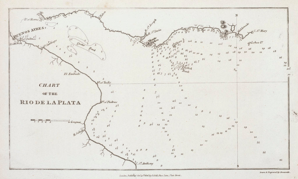 Detail of Chart of the Rio de la Plata (river Plate) by Arrowsmith