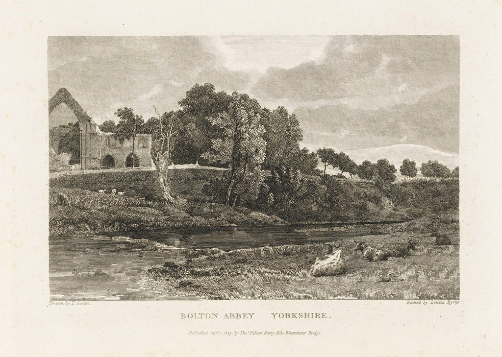 Detail of Bolton Abbey, Yorkshire by Thomas Girtin