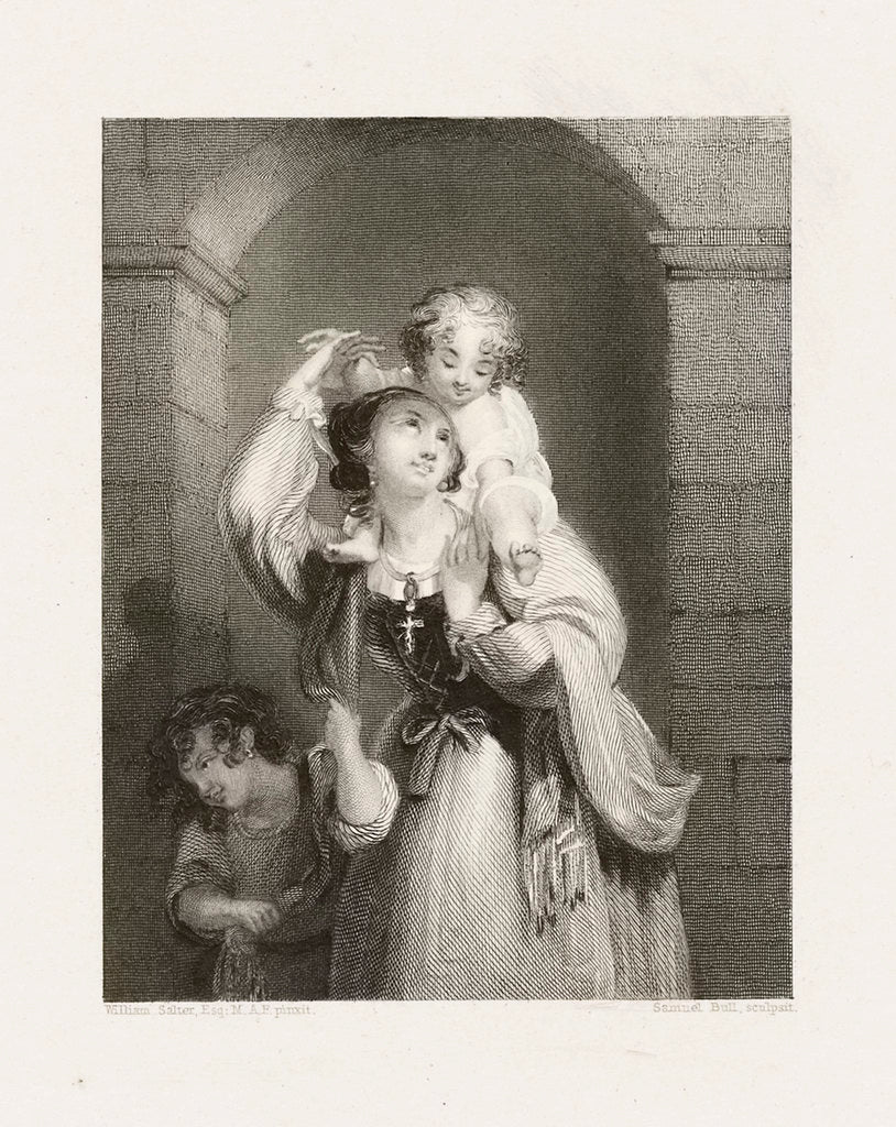 Detail of Young woman with two children by William Salter