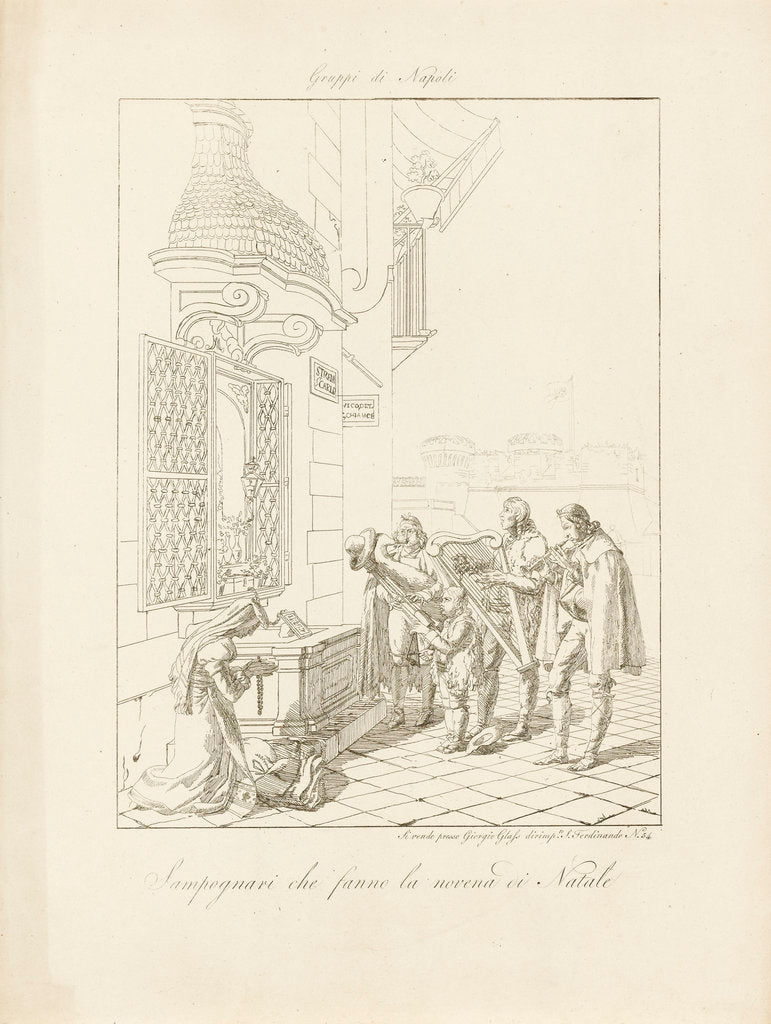 Detail of Gruppi di Napoli. Sampognari che fanno la novena di Natale by Giorgio Glass