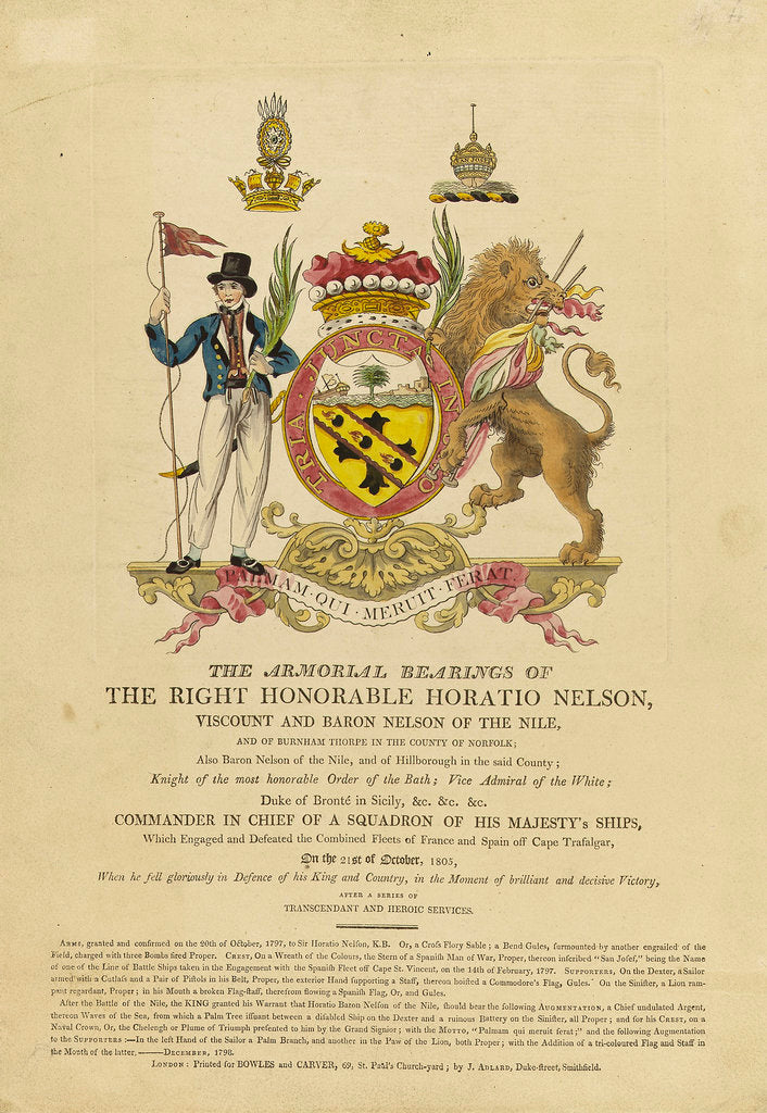 Detail of Arms of Horation Nelson by J. Adlard